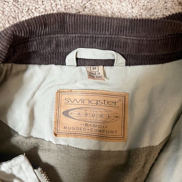 Vtg 90s Swingster Chore Barn Coat Corduroy Collar Workwear Outdoor Utility Farm - Picture 2 of 11